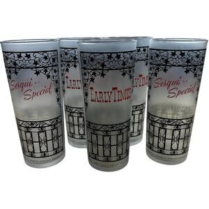 Early Times Bourbon Whiskey Frosted Sesqui Special Glasses Set of 5 Vintage